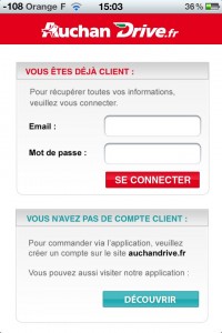 premiere connexion application auchan-drive